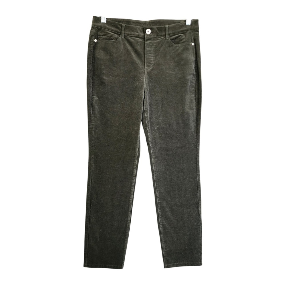 J Jill Womens Corduroyβ Straight Leg Pull On Pants Size Medium Dark Olive Green